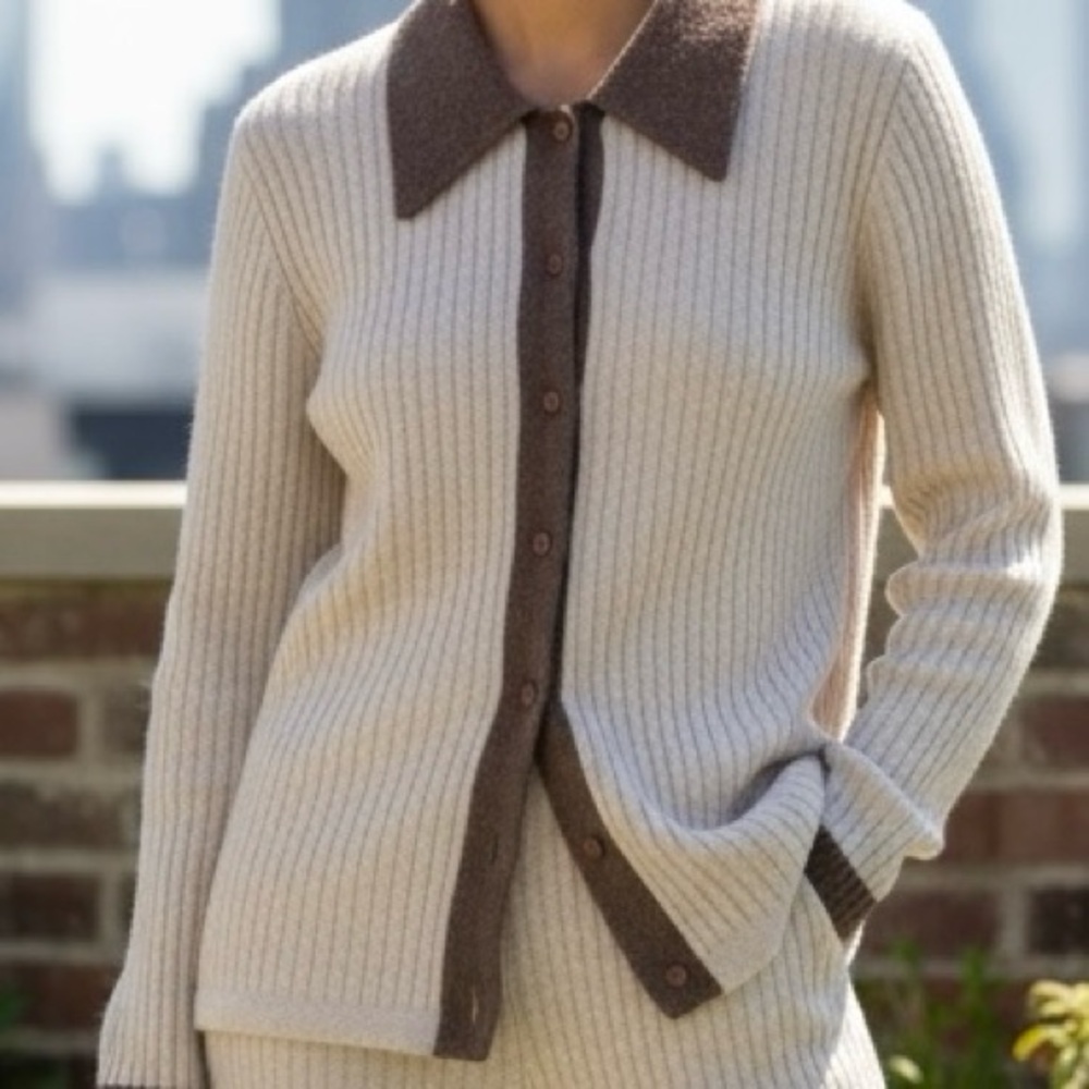 VTG Womens Angora Lambswool 2pc Cardigan Pants Set Designer Jonathan Logan FLAW